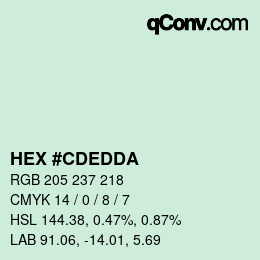 カラーコード: HEX #CDEDDA | qconv.com