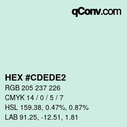Color code: HEX #CDEDE2 | qconv.com