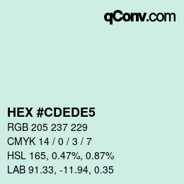 カラーコード: HEX #CDEDE5 | qconv.com