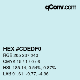 颜色代码: HEX #CDEDF0 | qconv.com
