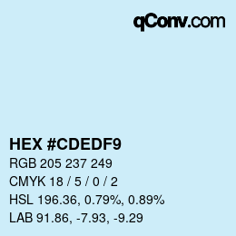 カラーコード: HEX #CDEDF9 | qconv.com