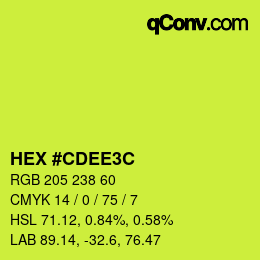 Color code: HEX #CDEE3C | qconv.com