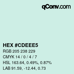 Color code: HEX #CDEEE5 | qconv.com