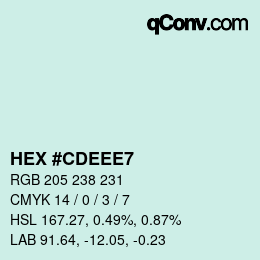 Color code: HEX #CDEEE7 | qconv.com