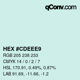 Color code: HEX #CDEEE9 | qconv.com