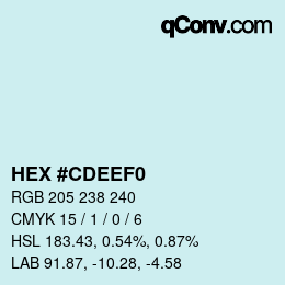 颜色代码: HEX #CDEEF0 | qconv.com