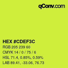 カラーコード: HEX #CDEF3C | qconv.com