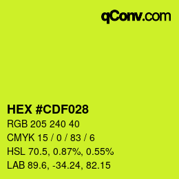 Color code: HEX #CDF028 | qconv.com