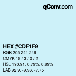 カラーコード: HEX #CDF1F9 | qconv.com