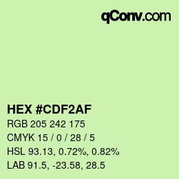 カラーコード: HEX #CDF2AF | qconv.com