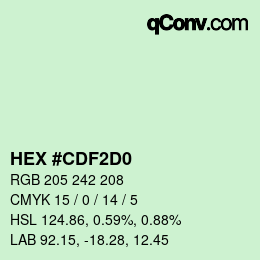 Farbcode: HEX #CDF2D0 | qconv.com