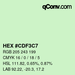 カラーコード: HEX #CDF3C7 | qconv.com