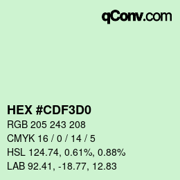 Color code: HEX #CDF3D0 | qconv.com