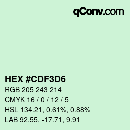 Color code: HEX #CDF3D6 | qconv.com