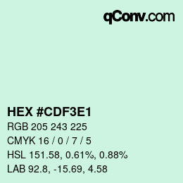 Color code: HEX #CDF3E1 | qconv.com