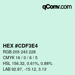 Color code: HEX #CDF3E4 | qconv.com