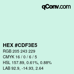 Farbcode: HEX #CDF3E5 | qconv.com