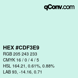 Color code: HEX #CDF3E9 | qconv.com