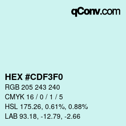 Color code: HEX #CDF3F0 | qconv.com