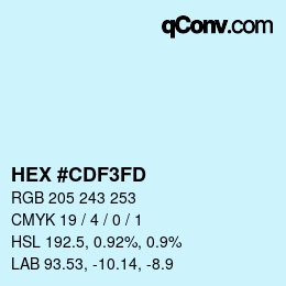 Color code: HEX #CDF3FD | qconv.com