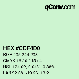 Color code: HEX #CDF4D0 | qconv.com