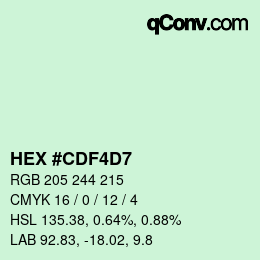 颜色代码: HEX #CDF4D7 | qconv.com