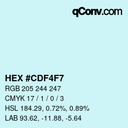 Color code: HEX #CDF4F7 | qconv.com