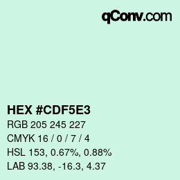 颜色代码: HEX #CDF5E3 | qconv.com