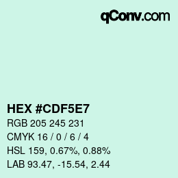 Code couleur: HEX #CDF5E7 | qconv.com