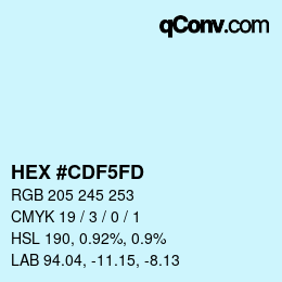 カラーコード: HEX #CDF5FD | qconv.com