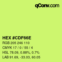 Color code: HEX #CDF66E | qconv.com