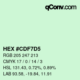 カラーコード: HEX #CDF7D5 | qconv.com