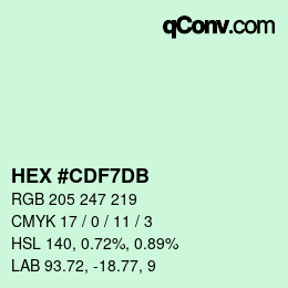 カラーコード: HEX #CDF7DB | qconv.com