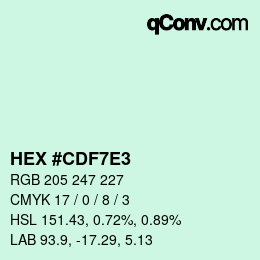 Color code: HEX #CDF7E3 | qconv.com