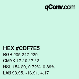 Color code: HEX #CDF7E5 | qconv.com