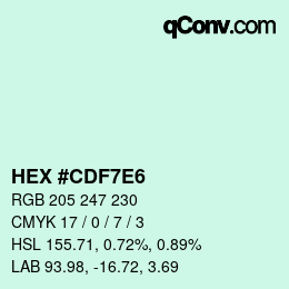 Color code: HEX #CDF7E6 | qconv.com