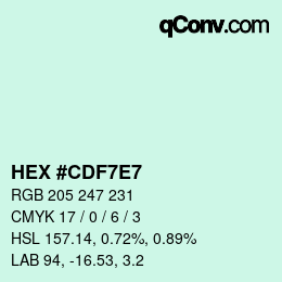 Color code: HEX #CDF7E7 | qconv.com
