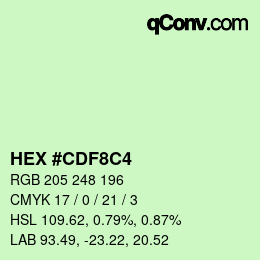 Color code: HEX #CDF8C4 | qconv.com