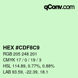 カラーコード: HEX #CDF8C9 | qconv.com