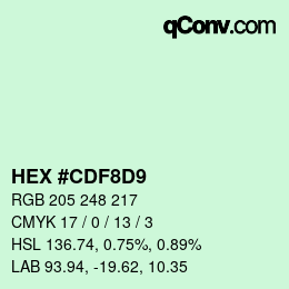 Color code: HEX #CDF8D9 | qconv.com