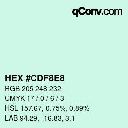 カラーコード: HEX #CDF8E8 | qconv.com