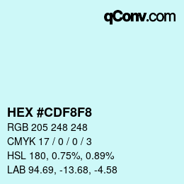 カラーコード: HEX #CDF8F8 | qconv.com