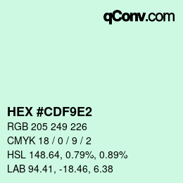 カラーコード: HEX #CDF9E2 | qconv.com