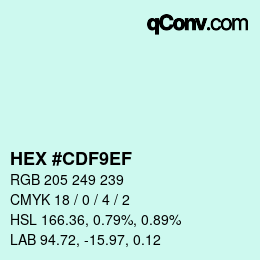 Código de color: HEX #CDF9EF | qconv.com