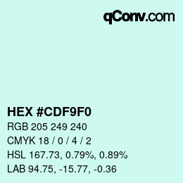 カラーコード: HEX #CDF9F0 | qconv.com