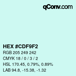 Color code: HEX #CDF9F2 | qconv.com
