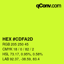 Color code: HEX #CDFA2D | qconv.com