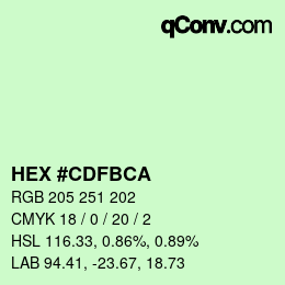 Color code: HEX #CDFBCA | qconv.com