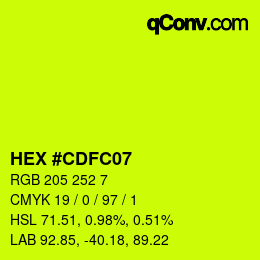 Color code: HEX #CDFC07 | qconv.com