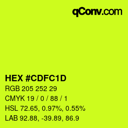 Color code: HEX #CDFC1D | qconv.com